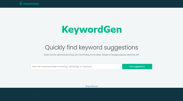 Подбор ключеввых слов в сервисе Keyword Gen - скриншот